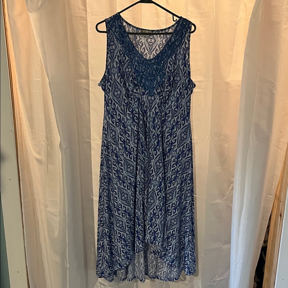 Chico's Navy Patterned High Low Dress